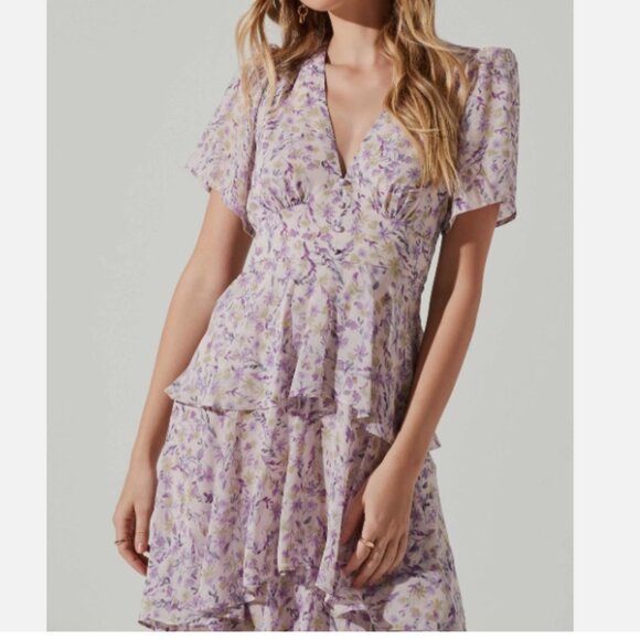 ASTR The Label Tayla Floral Tiered Midi Dress XS - Picture 3 of 8